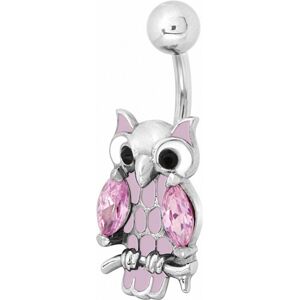 Piercing Street Piercing nombril hibou email rose zircon rose - Argente