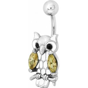 Piercing Street Piercing nombril hibou email blanc zircon topaze - Argente