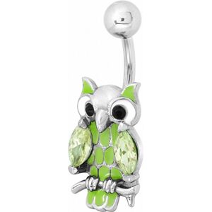 Piercing Street Piercing nombril hibou email vert zircon - Argente