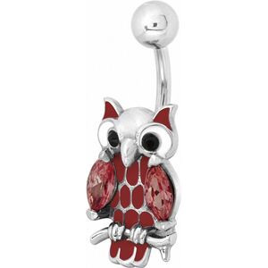 Piercing Street Piercing nombril hibou email rouge zircon - Argente