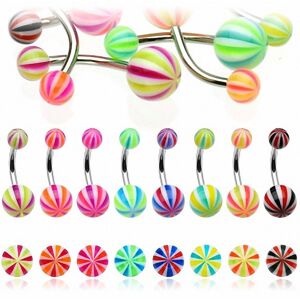 Piercing Street Lot de 8 piercing nombril boules candy tricolores - Multicolore