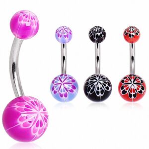 Piercing Street Piercing nombril acrylique imprime fleurs -