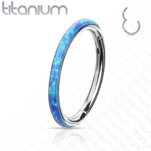 Piercing Street Piercing oreille anneau segment titane opale bleu - Argente