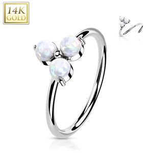 Piercing Street Piercing nez anneau Or blanc 14 carats triangle opales - Argente