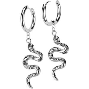 Piercing Street Paire boucles d'oreille anneaux argente pendentif serpent - Argente