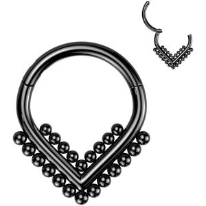 Piercing Street Piercing anneau segment titane noir chevron perle (oreille, daith, septum) - Noir