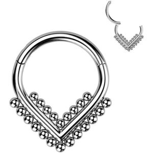 Piercing Street Piercing anneau segment titane chevron perle (oreille, daith, septum) - Argente