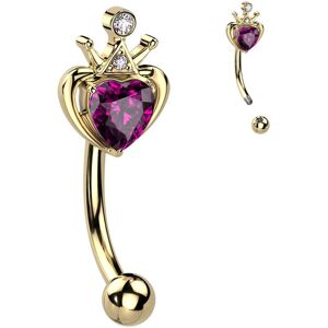 Piercing Street Piercing arcade dore couronne avec cristal coeur - Dore