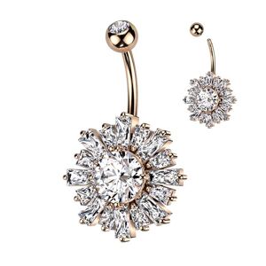 Piercing Street Piercing nombril soleil rose zircon baguettes - Or Rose