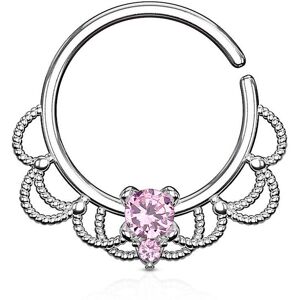 Piercing Street Piercing septum pliable filigrane strass rose - Argente