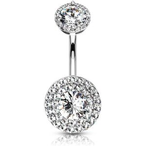 Piercing Street Piercing nombril large pierre avec multiples strass - Argente