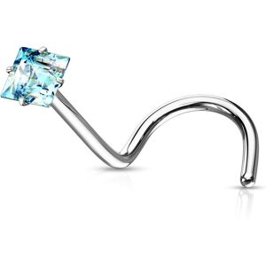 Piercing Street Piercing nez tige tire-bouchon zircon carre turquoise - Argente