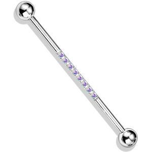 Piercing Street Piercing industriel oreille en acier ligne de strass aurore boreale - Argente