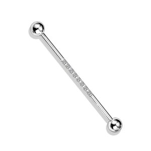 Piercing Street Piercing industriel oreille en acier ligne de strass blanc - Argente