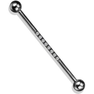 Piercing Street Piercing industriel oreille en acier noir ligne de strass blanc - Noir