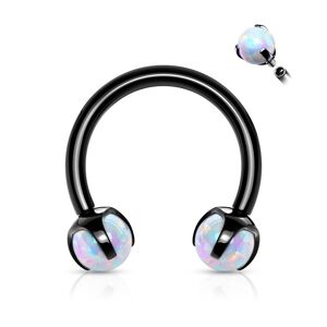 Piercing Street Piercing fer a cheval noir opale synthetique blanc (oreille, daith, septum) - Noir