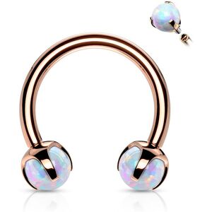 Piercing Street Piercing fer a cheval rose opale synthetique blanc (oreille, daith, septum) - Or Rose