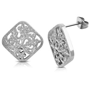 Piercing Street Paire Boucles d'oreille acier inoxydable losange fleurs de vigne - Argente