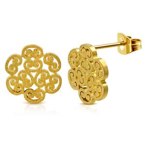 Piercing Street Paire Boucles d'oreille acier inoxydable avec motif floral - Argente