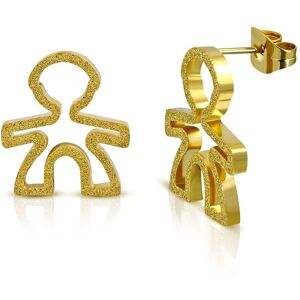 Piercing Street Paire Boucles d'oreille acier inoxydable dore motif enfant sable - Dore