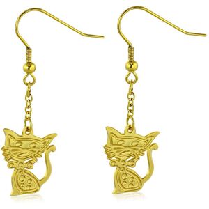 Piercing Street Paire Boucles d'oreille crochet acier inoxydable dore chaton - Dore