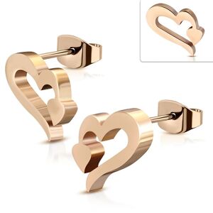 Piercing Street Paire Boucles d'oreille acier inoxydable coeur cuivre - Cuivre