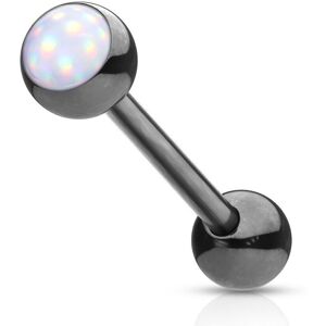 Piercing Street Piercing langue acier noir pierre lumineuse blanc - Noir