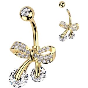 Piercing Street Piercing nombril noeud de ruban dore zircons - Dore