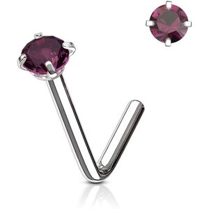 Piercing Street Piercing nez tige L pierre ronde griffes violet - Argente