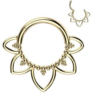 Piercing Street Piercing anneau segment titane dore coeurs perles (oreille, daith, septum) - Dore