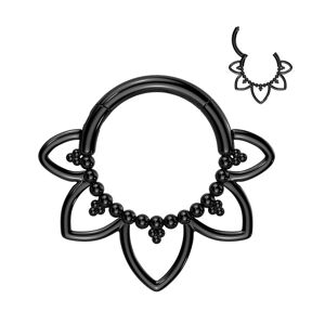 Piercing Street Piercing anneau segment titane noir coeurs perles (oreille, daith, septum) - Noir