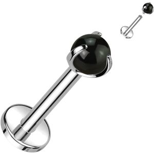 Piercing Street Piercing oreille labret titane pierre onyx - Argente