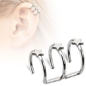 Piercing Street Faux Piercing oreille Cartilage Triple Etoiles - Argente