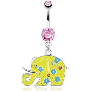 Piercing Street Piercing nombril elephant jaune - Argente