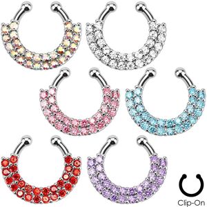 Piercing Street Faux piercing septum double rangee de strass -