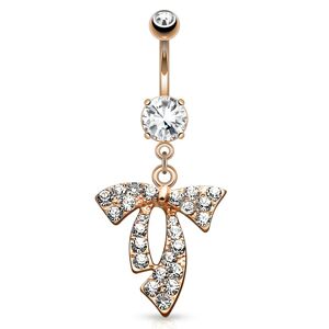 Piercing Street Piercing nombril or rose noeud pave strass - Or Rose