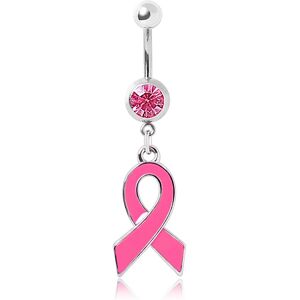 Piercing Street Piercing nombril pendentif ruban rose - Argente