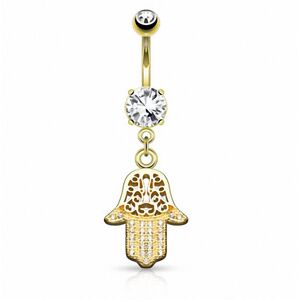 Piercing Street Piercing nombril main de fatma plaque or - Dore