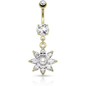 Piercing Street Piercing nombril plaque or fleur perle - Dore