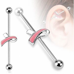 Piercing Street Piercing industriel oreille ruban rose - Argente