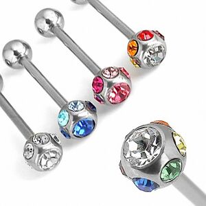 Piercing Street Piercing langue 7 GEM en acier chirurgical - Argente