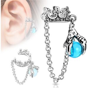 Piercing Street Faux piercing oreille couronne boule de cristal - Argente