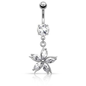 Piercing Street Piercing nombril pendentif fleur petales - Argente