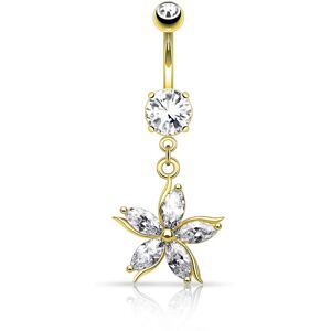 Piercing Street Piercing nombril plaque or pendentif fleur petales - Dore