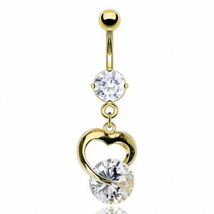 Piercing Street Piercing nombril Plaque Or Coeur Solitaire - Dore