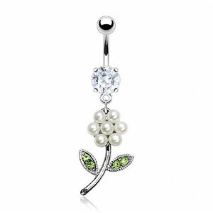 Piercing Street Piercing nombril Fleur Perles - Argente