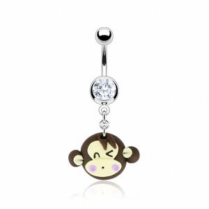 Piercing Street Piercing nombril Pendentif Tete de Singe en argile - Argente