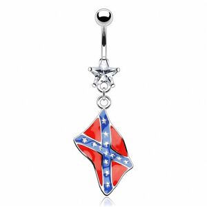 Piercing Street Piercing nombril pendentif Drapeau Rebelle - Argente