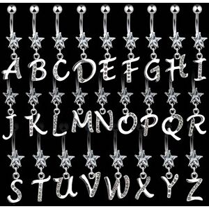 Piercing Street Piercing nombril Gemme Etoile Clair Alphabet - Argente