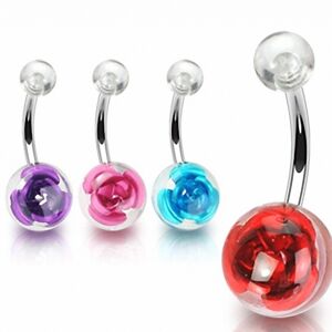 Piercing Street Piercing nombril rose dans une boule acrylique - Argente